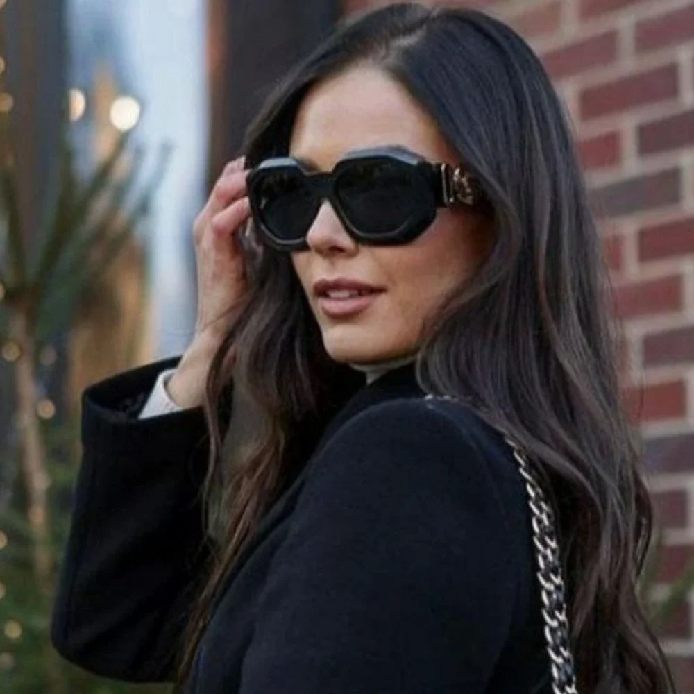 Versace Black Sunglasses with Gold Medallion Detail